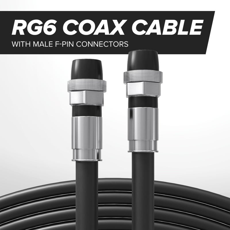 THE CIMPLE CO Coaxial Cable, 125 FT, Weatherproof Rubber Boot, Indoor/Outdoor TV Cable, High Speed Internet, Dual Shield, Satellite, Antenna, CATV, RG6, 38 Meters, Black - Image 2